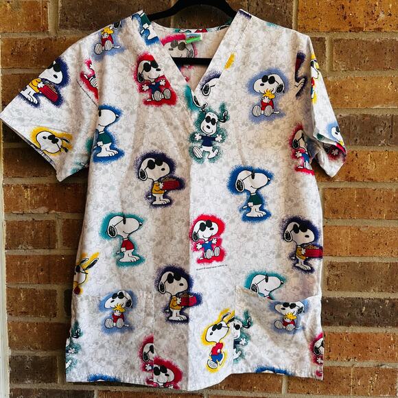 Bundle Peanuts and Flint Stones Medical Scrub Tops - Picture 1 of 5